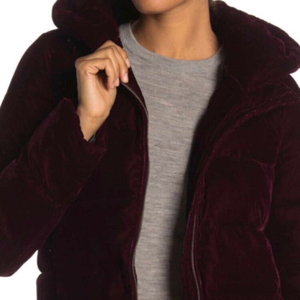 Calvin Klein Hooded Velvet Puffer Coat
